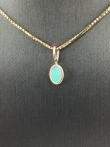 14KY Bezel Set Opal Pendant P282