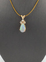 14KY Opal+Diamond Pendant P285
