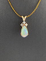14KY Opal+Diamond Pendant P285