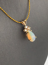 14KY Opal+Diamond Pendant P285