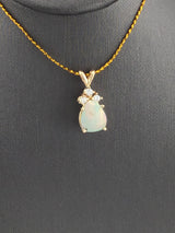 14KY Opal+Diamond Pendant P286