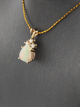 14KY Opal+Diamond Pendant P286