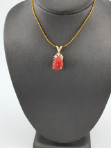14KY Mediterranean Coral+Diamond Pendant P303
