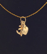 14KY Anchor, Cross, Heart charm cluster P312
