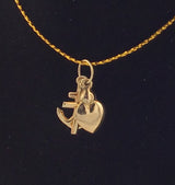 14KY Anchor, Cross, Heart charm cluster P312