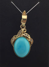 14KY Turqoise+Diamond Pendant P333