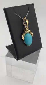 14KY Turqoise+Diamond Pendant P333