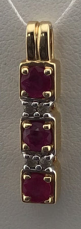 14KY Ruby+Diamond Pendant P335
