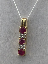 14KY Ruby+Diamond Pendant P335