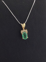 14KY emerald+Diamond Pendant P336