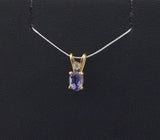 14KY Dainty Sapphire+Diamond Pendant P349