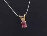 14KY Dainty Pink Sapphire+Diamond Pendant P350