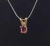 14KY Dainty Pink Sapphire+Diamond Pendant P350