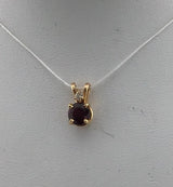 14KY Dainty Garnet+Diamond Pendant P351
