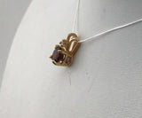 14KY Dainty Garnet+Diamond Pendant P351
