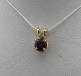 14KY Dainty Garnet+Diamond Pendant P351