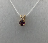 14KY Dainty Garnet+Diamond Pendant P353