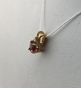 14KY Dainty Garnet+Diamond Pendant P353