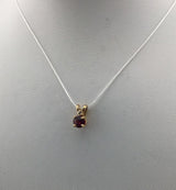 14KY Dainty Garnet+Diamond Pendant P353