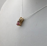 14KY Dainty Garnet + Diamond Pendant P355