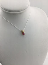 14KY Dainty Garnet + Diamond Pendant P355