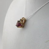 14KY Dainty Garnet + Diamond Pendant P356