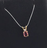 14KY Dainty Pink Tourmaline + Diamond Pendant P360