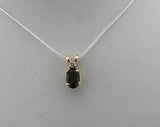 14KY Dainty Green Tourmaline + Diamond Pendant P361