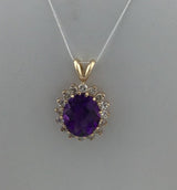 14KY Amethyst+Diamond Halo P364