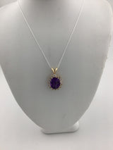 14KY Amethyst+Diamond Halo P364
