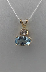 14KY Aqua+Diamond Pendant P365