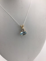 14KY Aqua+Diamond Pendant P365