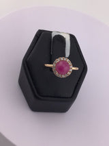 14KY Star Ruby with Diamond Halo R101