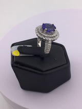 18KW Tanzanite with 2 Diamond Halos R102