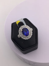18KW Tanzanite with 2 Diamond Halos R102