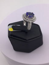 18KW Tanzanite with 2 Diamond Halos R102