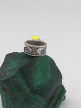 14KW Amethyst + Aquamarine Band Ring R106