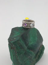 14KW Amethyst + Aquamarine Band Ring R106