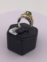 14KWY 2 Tone Emerald and Diamond Ring R114