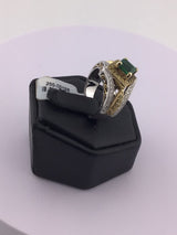 14KWY 2 Tone Emerald and Diamond Ring R114