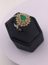 14KY Emerald Diamond Cluster R115