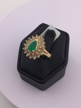 14KY Emerald Diamond Cluster R115