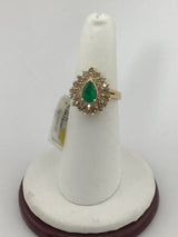 14KY Emerald Diamond Cluster R115