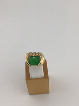 14KY Jade Token w/ 11 Diamonds Custom Ring R124