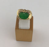 14KY Jade Token w/ 11 Diamonds Custom Ring R124