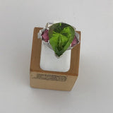 14KW Peridot + Pink Sapphire Custom Ring R127