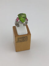 14KW Peridot + Pink Sapphire Custom Ring R127