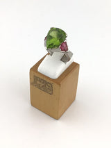 14KW Peridot + Pink Sapphire Custom Ring R127