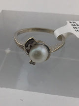 14KW Pearl + Diamond Ring R169
