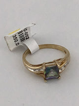 14KY Mystic Topaz Diamond Ring R192